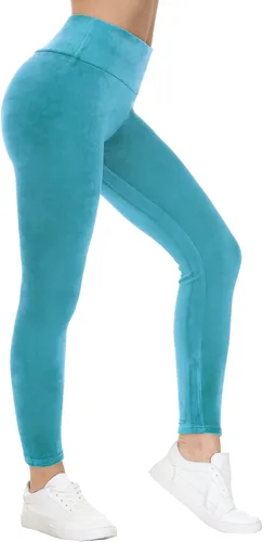 Miniatura 2 de COZZIPLUS Leggings de terciopelo para mujer, leggings elásticos de terciopelo suave de cintura alta