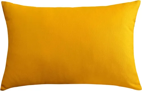 TangDepot Fundas de cojín/almohada decorativas sólidas hechas a mano de lona 100% algodón, (12"x18", amarillo dorado)
