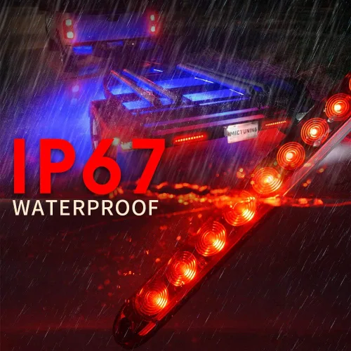 Miniatura 6 de MICTUNING 2 barras de luz LED rojas de 16 pulgadas, 11 luces LED para remolque, impermeables, selladas, luces direccionales, barra de freno, barra