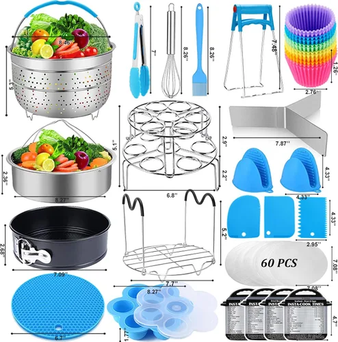 Miniatura 7 de Instant Pot - Juego de accesorios para olla a presión de 6 cuartos de galón y 8 cuartos de galón, 2 cestas de vapor, molde desmontable, molde