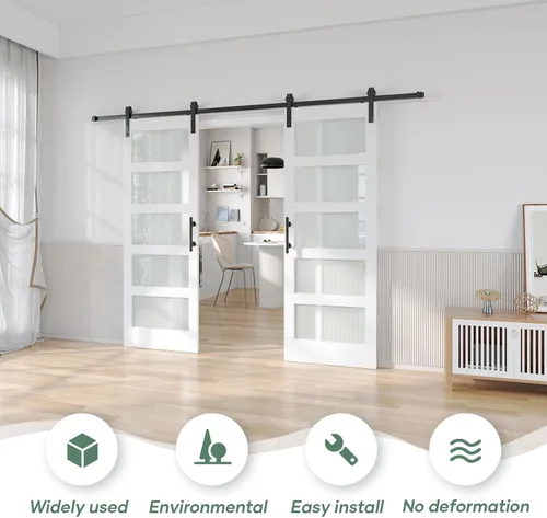 Fredbeck Puertas de granero de vidrio 64x84 dobles 32x84 con herrajes incluidos