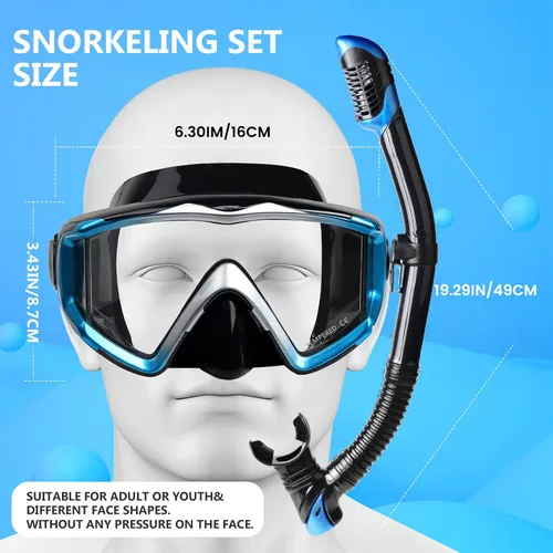 Miniatura 7 de Máscara de buceo Pano 3 para adultos, máscara de esnórquel de vidrio templado, máscara de natación antivaho sin fugas, gafas de natación con Juego