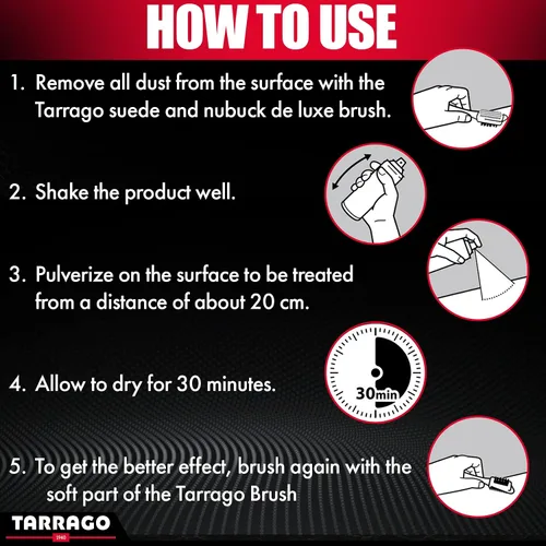 Miniatura 4 de Spray Renovador de Gamuza Tarrago - Revive el Color Original del Calzado - Ideal para Zapatos de Gamuza, Botas, Chaquetas, Tacones y Más - 250ml