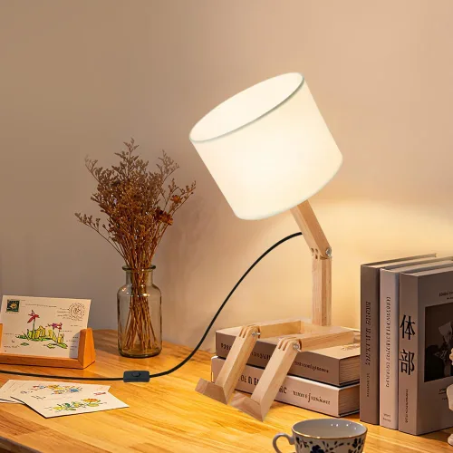Miniatura 2 de Lámpara de mesa robótica, bonita luz de noche, brazos y patas de madera ajustables, bonita lámpara de escritorio, iluminación de noche novedosa