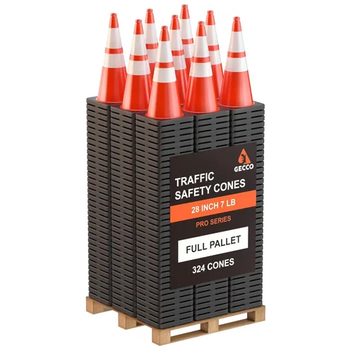 Miniatura 7 de GECCO ™ Paquete de 6 conos de tráfico naranjas resistentes de 28 pulgadas, 7 libras, conos de seguridad duraderos, conos naranjas, conos