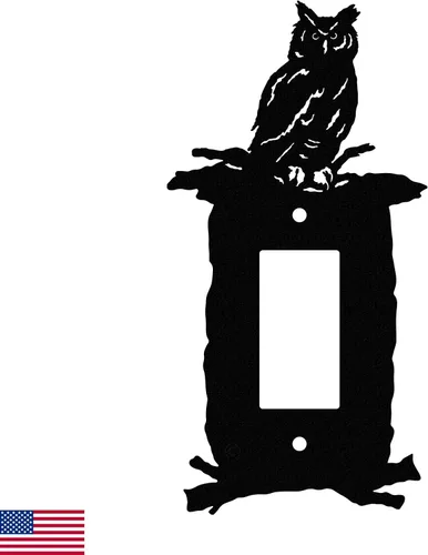 Miniatura 9 de Owl in Woods - Placa de pared (doble basculante (GFCI), color negro