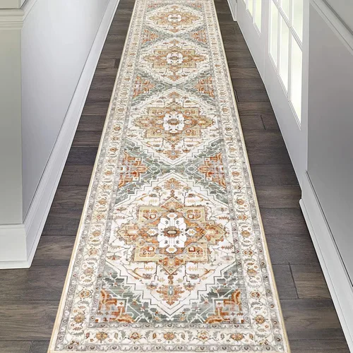 Miniatura 37 de Pauwer Alfombra vintage de flores 2 x 3 pulgadas, estilo envejecido, antideslizante, de pelo bajo, tapete para entrada, interior, pequeña, retro