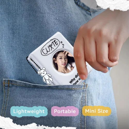 Miniatura 6 de Carpeta de tarjetas fotográficas de 3 pulgadas, 40 bolsillos Kpop para tarjetas fotográficas, mini álbum de fotos portátil, bonita carpeta Kpop