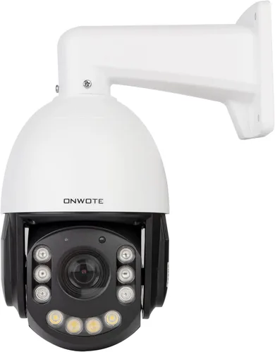 ONWOTE Cámara de seguridad IP 4K PTZ PoE con zoom óptico de 20X, crucero automático y seguimiento humano, disparador de detección AI Visión nocturna