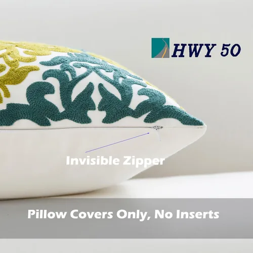 Miniatura 51 de HWY 50 Fundas de almohada decorativas azul marino de 18x18 pulgadas (1 pieza), funda de cojín bordada de algodón para granja, funda de almohada