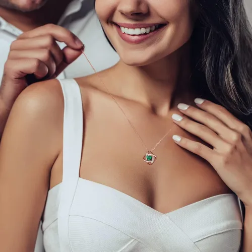 Miniatura 2 de Iefil Collar de piedra natal, regalos de amor para mujer, plata de ley 925, joyería de piedra natal con nudo de amor, piedra preciosa natural