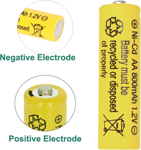 Miniatura 4 de Paquete de 12 baterías recargables de níquel cadmio de 1.2 V NI-CD AA de 800 mAh para paisajismo de jardín, luces de seguridad solares/exteriores