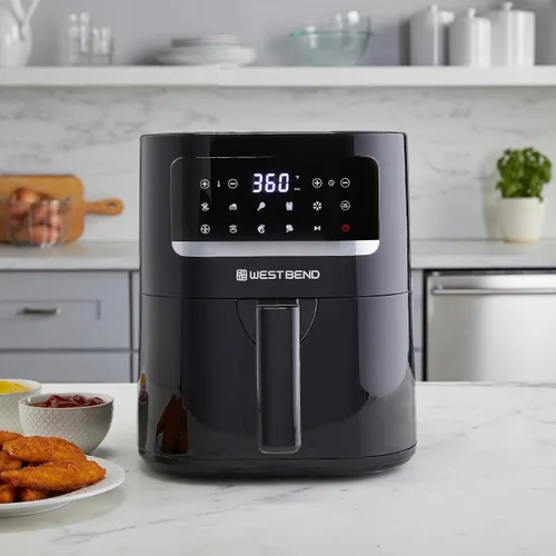 Miniatura 20 de West Bend Freidora de aire digital de 4.5 cuartos de galón, compacta con 12 preajustes, temperatura ajustable para comidas crujientes rápidas, cesta