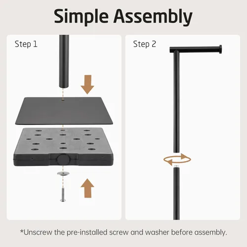 Miniatura 6 de KES Soporte de papel higiénico de 26.2 pulgadas para baño, soporte de papel higiénico de pie libre SUS304 de acero inoxidable negro mate