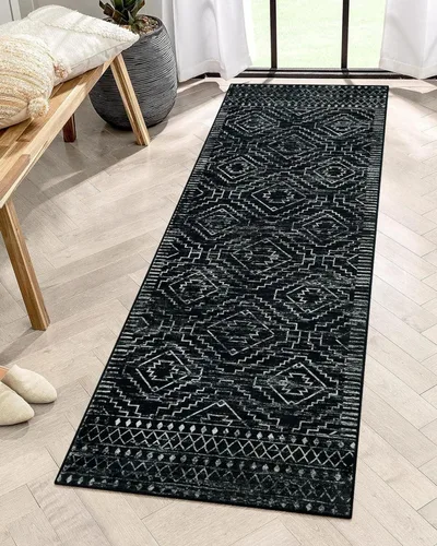 Miniatura 56 de Wonnitar Alfombra marroquí lavable de 5 x 7 pies, color negro, alfombra grande para sala de estar, antideslizante, bohemio, para dormitorio