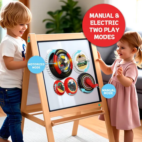 Miniatura 7 de Juego de juguetes magnéticos de 8 piezas, juguetes de engranajes para niños pequeños de 1 a 3 años con música y luz, aprendizaje educativo STEM