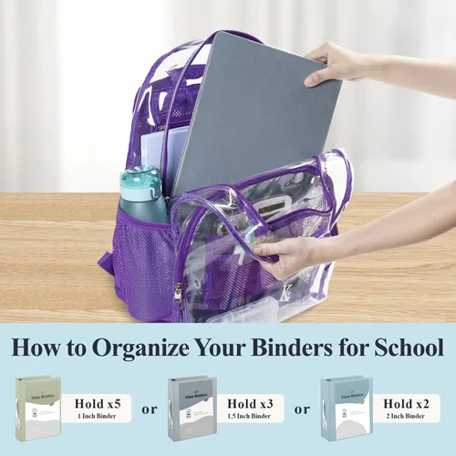 Miniatura 4 de PACKISM Mochila transparente resistente, para estudiantes, escuela, Computadora portátil