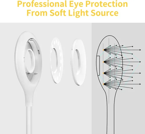 Miniatura 7 de KLEAH Luz de clip para cama y escritorio, lectura en cama, dormitorio, cuello de cisne flexible, lámpara de abrazadera recargable a pilas para Blanco