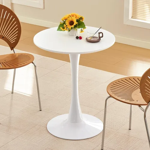 Miniatura 19 de Mesa de comedor redonda, mesa circular de tulipán de 31.5" con tablero engrosado y pedestal de metal, mesa de bistró moderna de mediados de siglo