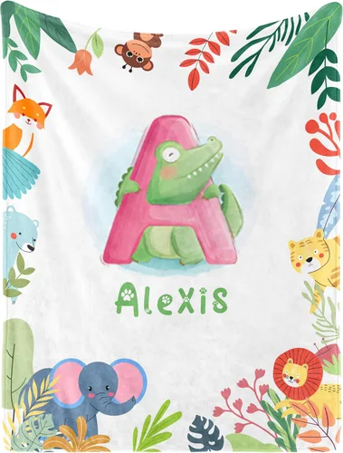 Manta de bebé personalizada con nombre, manta de nombre personalizado para niños, mantas de franela suave en Pascua, regalos personalizados de bebé