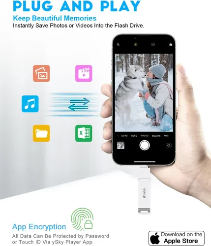 Miniatura 6 de Palo de fotos para iPhone 15 con certificación MFi de 256 GB para iPhone USB, memoria flash de transferencia de fotos para iPhone y computadora