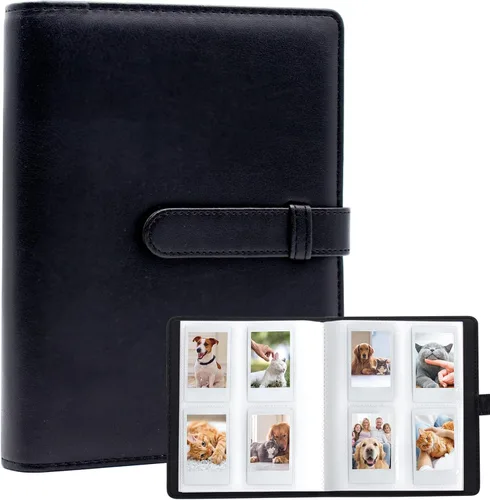 Mini álbum de fotos de 128 bolsillos para cámara Fujifilm Instax Mini, Polaroid Snap, Z2300, cámaras instantáneas SocialMatic e impresora Negro