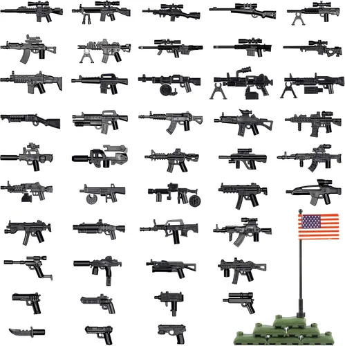Miniatura 18 de 51 piezas de figuras de soldados de juguete, armas de camuflaje de Estados Unidos, juego de juguetes de batalla del ejército, paquete de armas, kits