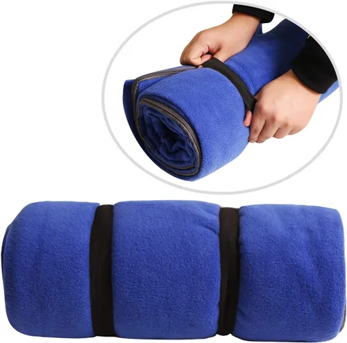 Miniatura 6 de REDCAMP Forro polar para saco de dormir con capucha para adultos, clima cálido o frío, manta de campamento larga con cremallera de tamaño Gris