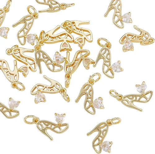 Miniatura 14 de Airssory 10 dijes de cruz diminutas de 0.492 x 0.354 in, latón chapado en oro, de metal, delicados, minimalistas, simples colgantes para fe