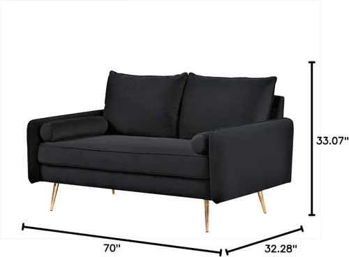 Miniatura 3 de Container Furniture Direct Kent - Sofá biplaza moderno, estilo europeo, de terciopelo, con patas cónicas, estilo vintage y diseño elegante, sofá