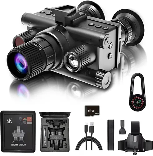 Gafas de visión nocturna con infrarrojos digitales 4K para adultos, gafas militares tácticas de visión nocturna binoculares con tarjeta de memoria
