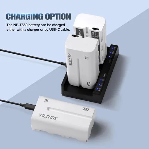 Miniatura 3 de VILTROX Batería de iones de litio NP-F550, 1 paquete (2200 mAh), repuesto para Sony NP-F550 F570 F750 F770 F950 F960 F970, compatible con luz LED
