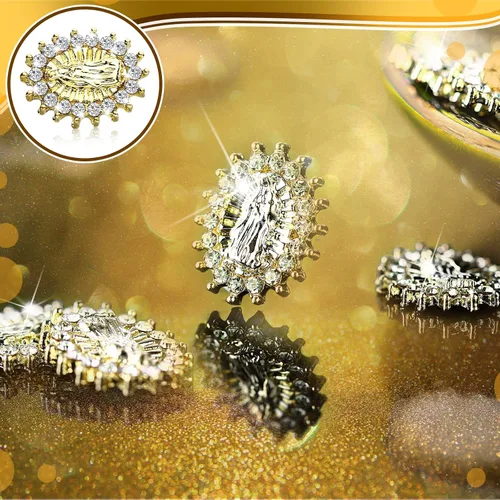 Miniatura 4 de Lounsweer 50 piezas de mini dijes de uñas de la Virgen María para mujer, gemas 3D de San Judas María de aleación de circón brillante, dijes de arte