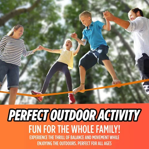 Miniatura 2 de Kit completo de ninja Slackline – Línea de holgura de 60 pies para patio trasero para niños y adultos – Kit de protección de árboles más anchos