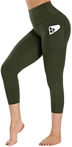 Miniatura 4 de GAYHAY Leggings con bolsillos para mujer, pantalones de yoga de 1925 pulgadas, cintura alta, control de abdomen, compresión para entrenamiento