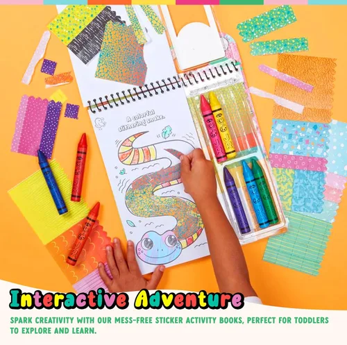 Miniatura 3 de Bright Stripes Art on The Go Collage Fun Jungle Theme Travel Kit para niños a partir de 3 años Actividad sin desorden con crayones y calcomanías