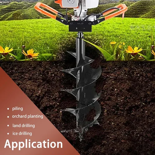Miniatura 7 de Brocas de taladro de tierra de 6 pulgadas para plantar, 6 brocas para taladro de motor de gasolina de 31.5 pulgadas, brocas para excavadoras