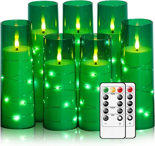 Miniatura 18 de Eebuss Velas sin llama con cuerda de estrella incrustada, velas LED de pilar a pilas con temporizador y control remoto, decoración del hogar
