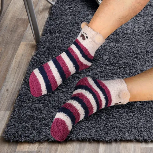 Miniatura 7 de Violet Mist Calcetines mullidos para hombre, unisex, lindos animales, acogedores, divertidos, esponjosos, cálidos, de invierno, de felpa