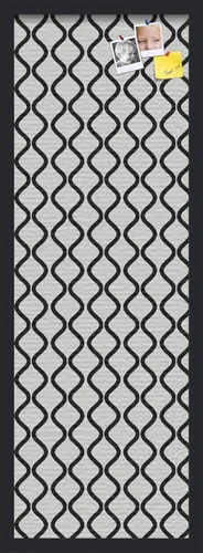 Miniatura 205 de PinPix Tablero de anuncios de corcho de 13 x 13 pulgadas. Este tablero decorativo enmarcado viene con diseño de ondas en blanco y negro y un marco