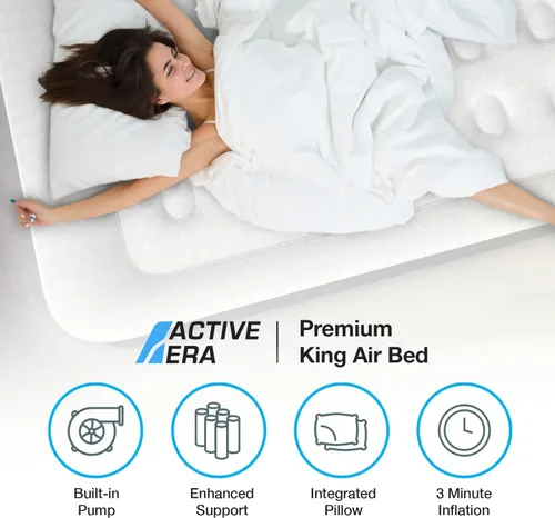 Miniatura 2 de Active Era Colchón de aire tamaño King con bomba elevada incorporada, colchón inflable elevado de alta calidad con almohada elevada, resistente a