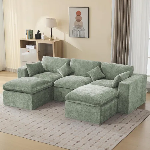 Miniatura 45 de Sofá modular sin hueso de 115 pulgadas, sofá modular modular con otomana, tapizado de gran tamaño, convertible, cómodo sofá de felpilla de 4 plazas