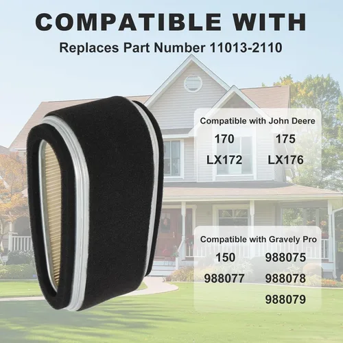 Miniatura 2 de Wadoy M74285 M97211 Filtro de aire compatible con John Deere 170 175 LX172 LX176 / 11013-2110 Reemplazo para Kawasaki FC400V FC420V