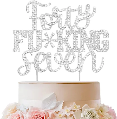 Miniatura 96 de LINGTEER Veintiún divertidos adornos dorados para tartas con diamantes de imitación – Saludos a los 21 años de edad, decoración de centros de mesa