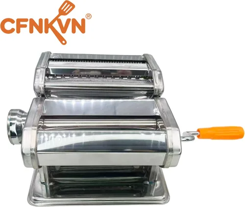 Miniatura 7 de Máquina para hacer pasta, estilo clásico italiano manual con 3 cortadores para espaguetis, fettuccine, lasaña, acero resistente, esfera de fácil