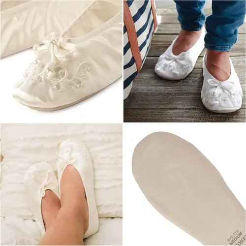 Miniatura 4 de isotoner Pantuflas de bailarina de satén para mujer con perla bordada