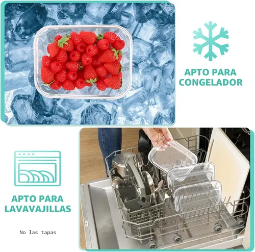 Miniatura 6 de Skroam - Paquete de 10 recipientes de vidrio para la preparación de comidas, recipientes de almacenamiento de alimentos con tapas de cierre a