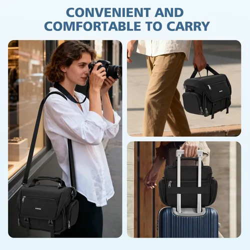 Miniatura 7 de RAINSMORE - Bolsa para cámara, bandolera impermeable para cámaras DSLR/SLR/sin espejo para fotógrafos, maletín pequeño con soporte para trípode