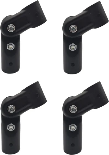 4 abrazaderas negras ajustables de 2 vías, aptas para tubos de acero de 1 pulgada (1.000 in) de diámetro exterior, abrazaderas de valla de eslabones