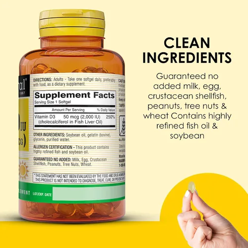 Miniatura 5 de MASON NATURAL Vitamina D3 2,000 UI Ultra Fuerza, Apoya la Densidad Ósea, Fuerza y Salud Inmune, 300 Cápsulas Blandas